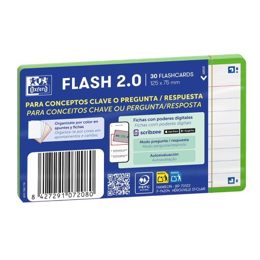 Flashcard 2.0 A7 pautado OXFORD verde 30 unidades