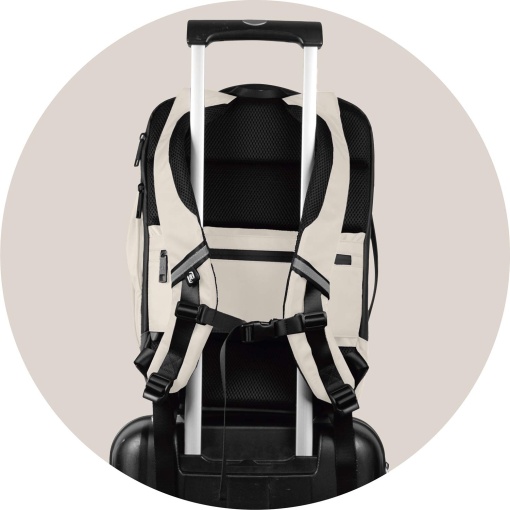 Mochila de viagem OXFORD Identity Executive bege adaptável a trolley