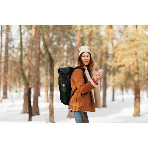 Mochila de viagem OXFORD Identity Roll Top preta adaptável a trolley