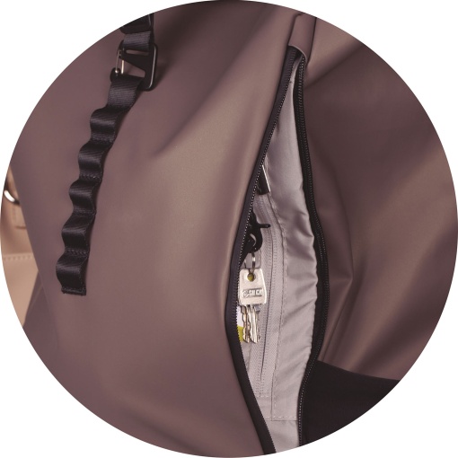 Mochila de viagem OXFORD Identity Roll Top castanha adaptável a trolley