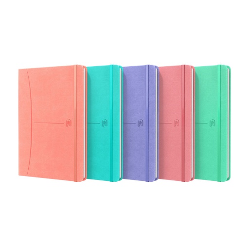 Caderno A5 Capa Dura Espiral OXFORD SIGNATURE Pautado 80 folhas 90g CORES PASTEL SORTIDAS