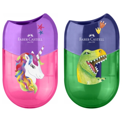 Afia Dupla com Depósito FABER-CASTELL Unicorn & DINOSAUR