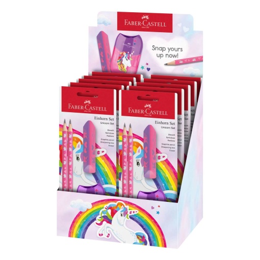 Graphite pencil + sharpener + eraser Faber-Castell Pink Unicorn