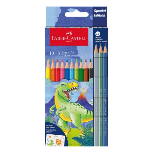 Lápis de Cor FABER-CASTELL Dinossauro Longos (10+3 unidades)