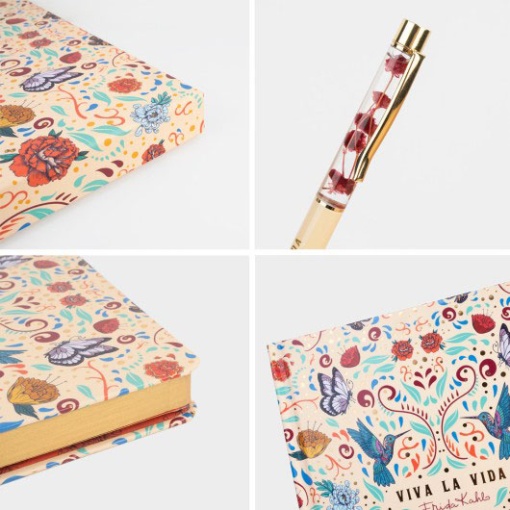 Conjunto Caderno A5 + Esferográfica Frida Kahlo