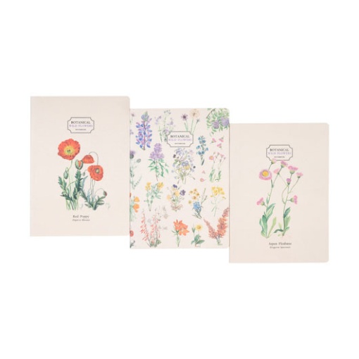 Conjunto 3 Cadernos A5 WILD Flowers