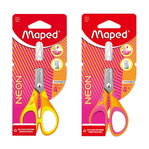 Tesoura Escolar 13cm Redonda MAPED Pulse Soft Néon Sortido