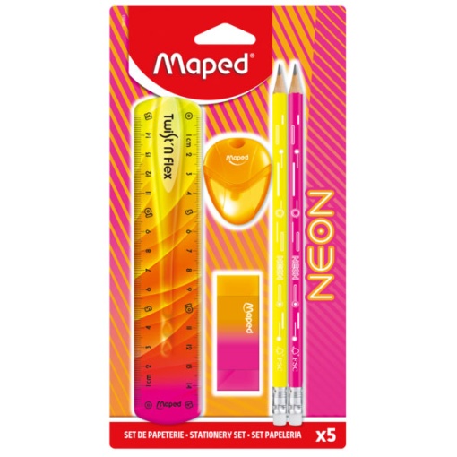Conjunto Escolar MAPED Neon 5 Peças