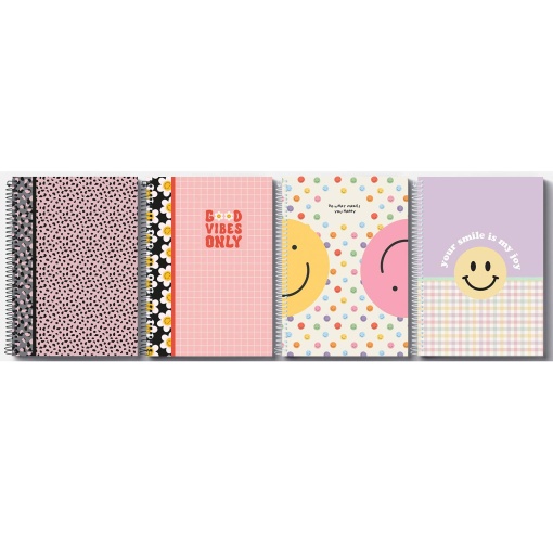 Caderno A4 Capa Dura Espiral FIRMO 2025 Pautado 80 folhas 90g Sortido
