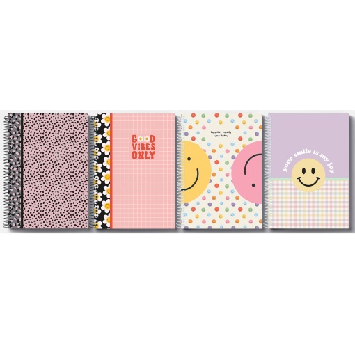 Caderno A4 Capa Dura Espiral FIRMO 2025 Quadriculado 80 folhas 90g Sortido