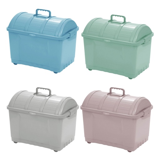 Caixa Multiusos KOZZI Baú 65 Litros com Tampa e 4 Rodas 56x38x45cm Cores Sortidas
