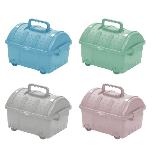 Caixa Multiusos KOZZI Mini Baú 12 Litros com Tampa e 4 Rodas 34,5x26,5x23,5cm Cores Sortidas