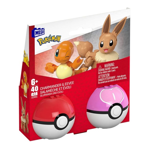 Mega POKEMON Construx Pokebola Charmander & Eevee 40 peças MATTEL