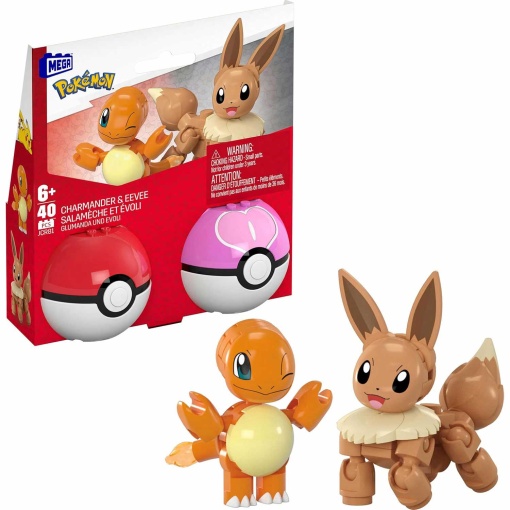 Mega POKEMON Construx Pokebola Charmander & Eevee 40 peças MATTEL