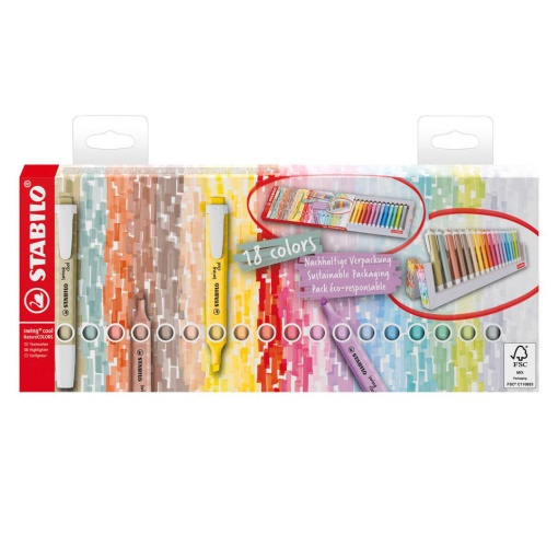 Sublinhador Fluorescente STABILO Swing Cool Nature (18 unidades)