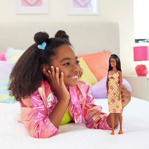BARBIE Fashionista Vestido Xadrez com Flores MATTEL