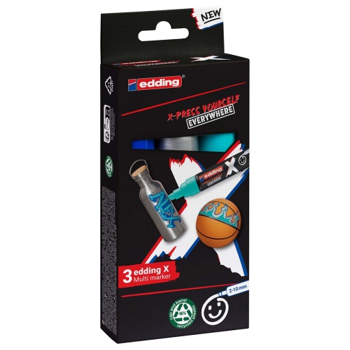 Marcador Acrílico EDDING Multi 6900 2-10mm 3 Cores 690031