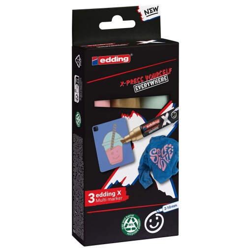 Marcador Acrílico EDDING Multi 6900 2-10mm 3 Cores 690032