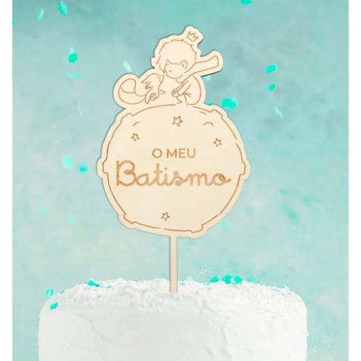 Topo de Bolo de Madeira "O Meu Batismo" 11,4x25x0,4cm