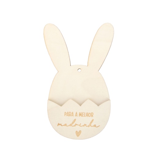 Coelho de Madeira "Para a melhor madrinha" 9x15x0,4cm