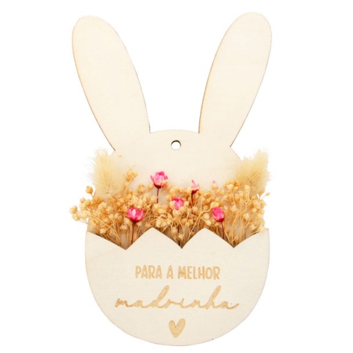 Coelho de Madeira "Para a melhor madrinha" 9x15x0,4cm