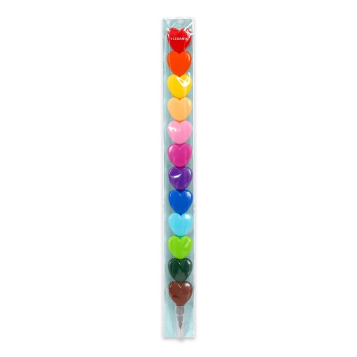 Lápis de Cera Empilhável LEGAMI Dream In Colour Heart 12 Cores
