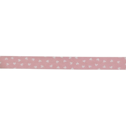 Fita de Viés 18mm Corações Rosa/branco 268 (metro)