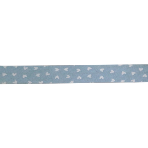 Fita de Viés 18mm Corações Azul/branco 267 (metro)