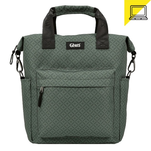 Mala de Tiracolo para Portátil 14" GHUTS Diamonds Green 2025 29x32x14cm