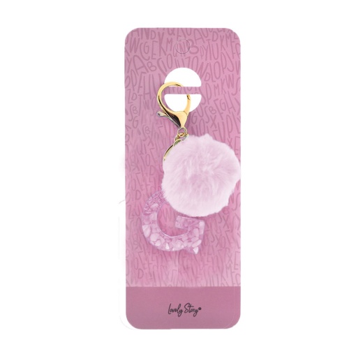 Porta-chaves com pompom rosa Lovely Story letra "G"