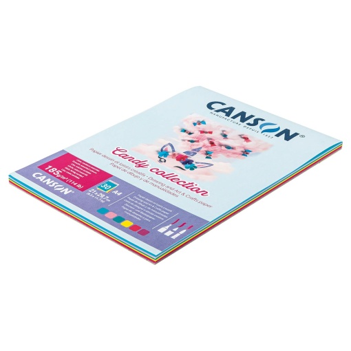 Caderno trabalhos manuais cartolina A4 cores sortidas 185g CANSON Candy Collection - 30 folhas