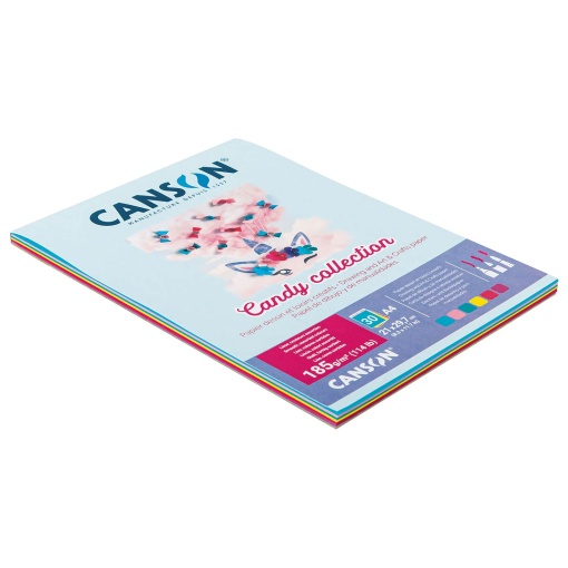 Caderno trabalhos manuais cartolina A4 cores sortidas 185g CANSON Candy Collection - 30 folhas