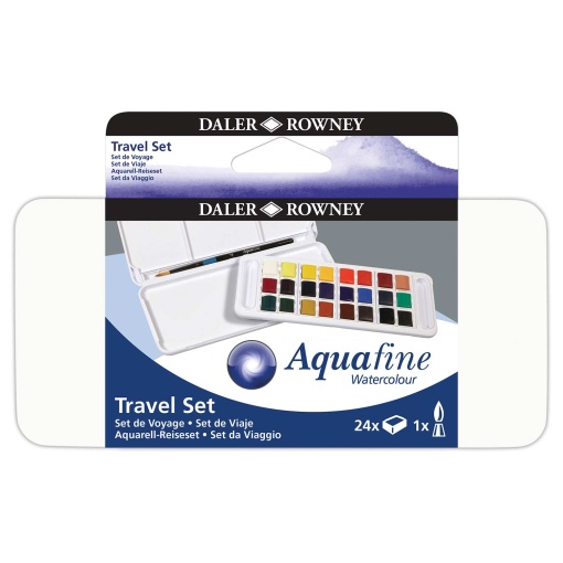 Aguarelas em meias pastilhas DALER-ROWNEY Aquafine Travel set 24 cores + 1 pincel