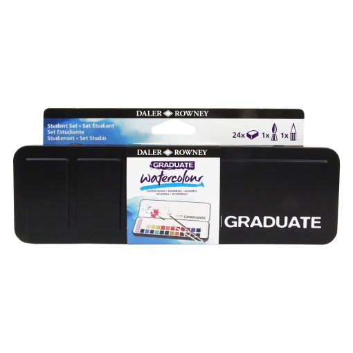 Aguarelas em meias pastilhas DALER-ROWNEY Graduate 24 cores + 1 pincel + 1 lápis