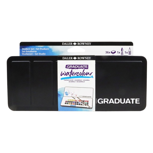 Aguarelas em meias pastilhas DALER-ROWNEY Graduate 36 cores + 1 pincel + 1 lápis