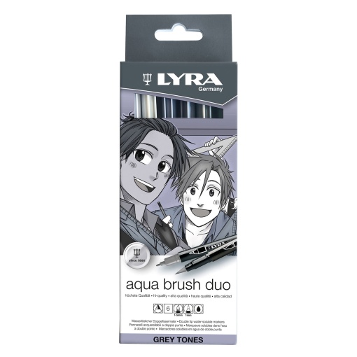 Brush Pen Aguarelável LYRA Aqua Brush Duo 6 Tons Cinza
