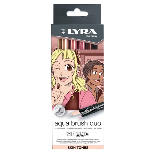 Brush Pen Aguarelável LYRA Aqua Brush Duo 6 Tons Pele