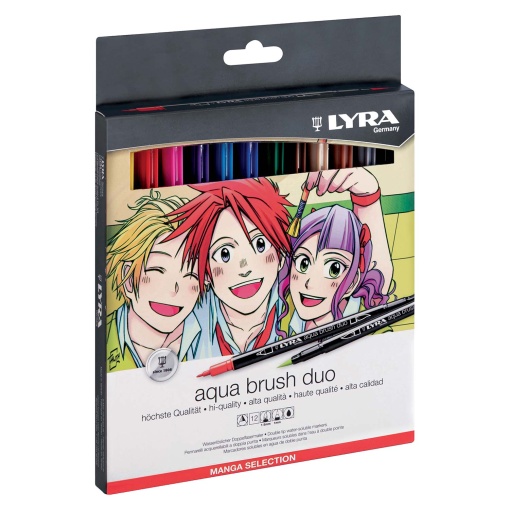 Brush Pen Aguarelável LYRA Aqua Brush Duo Mangá Selection 12 Cores