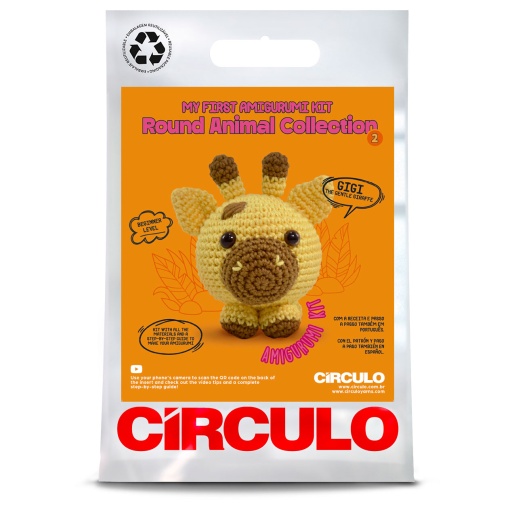 Kit de Crochet CÍRCULO Amigurumi Round Animal - Gigi A Girafa Gentil