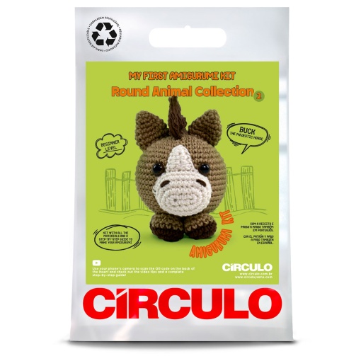 Kit de Crochet CÍRCULO Amigurumi Round Animal - Buck O Cavalo Majestoso