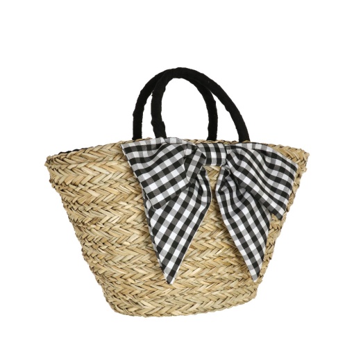 Mala CAMOMILLA Fiocco com Laço Natural/preto 29x50x19cm