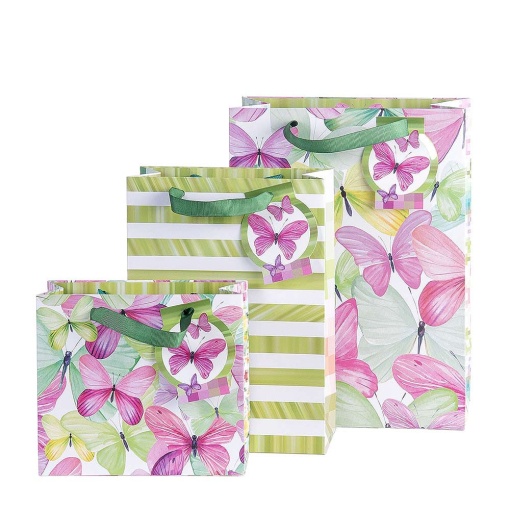Conjunto 3 Sacos de Papel Asa Tecido Artebene SPRING Symphony