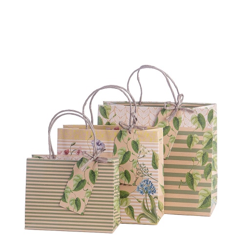 Conjunto 3 Sacos de Papel Asa Tecido Artebene Hello Nature