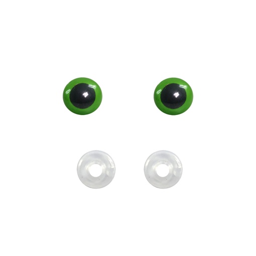 Olhos de encaixe para amigurumi verdes 8mm (20 unidades) CÍRCULO