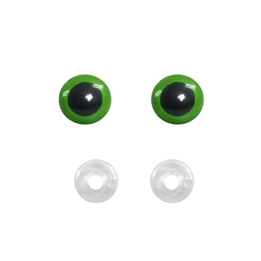 Olhos de encaixe para amigurumi verdes 10mm (20 unidades) CÍRCULO