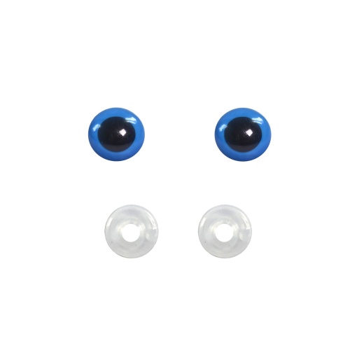 Olhos de encaixe para amigurumi azuis 8mm (20 unidades) CÍRCULO