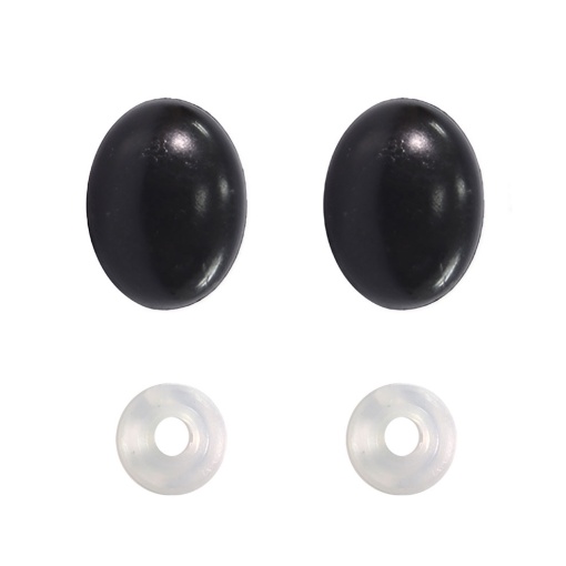 Olhos de encaixe para amigurumi ovais pretos 10mm (20 unidades) CÍRCULO