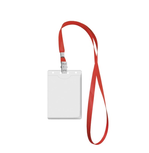 Crachá com cordão 90x58mm transparente vermelho FOROFIS