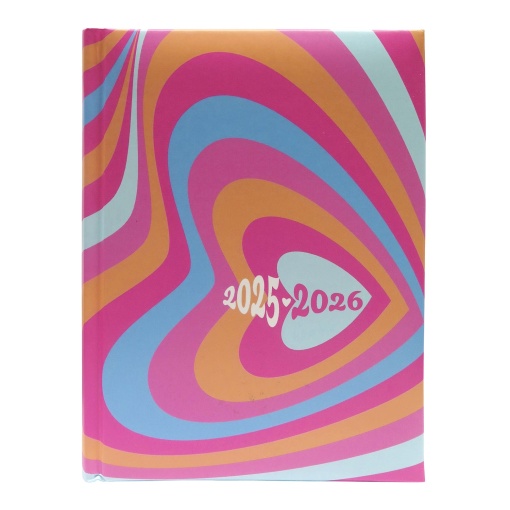 Agenda escolar diária A5 2025/26 12 meses espiral PAPIRO Heart