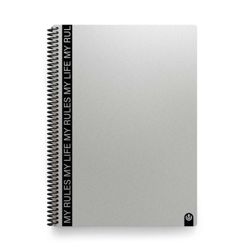 Caderno A4 capa plástica espiral CARCHIVO My Rules pautado cinza 80 folhas 90g